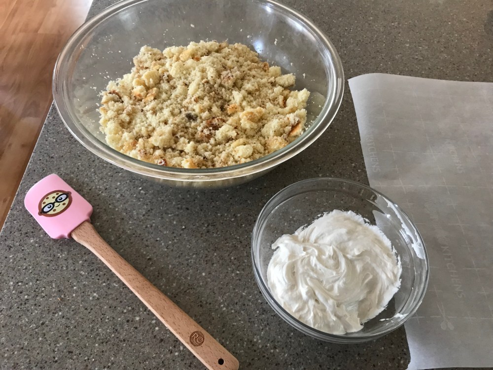 cake crumbs and frosting!